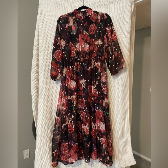 Torrid Floral Chiffon Mock Neck Midi Dress (plus size; size 0) - Picture 11 of 14